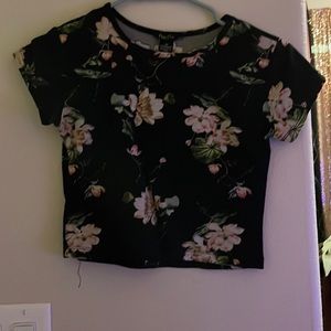 Black floral crop top